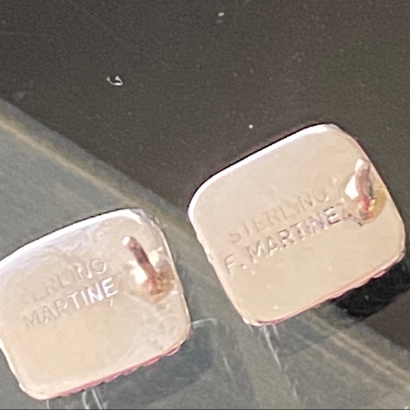 Navajo Turquoise Sterling Silver Earrings SIGNED! - Picture 2 of 7